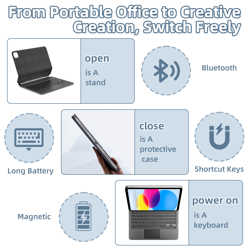 Teclado Mágico 2026 com Blueto - Tablet Accessories Keyboard avaliação e preço
