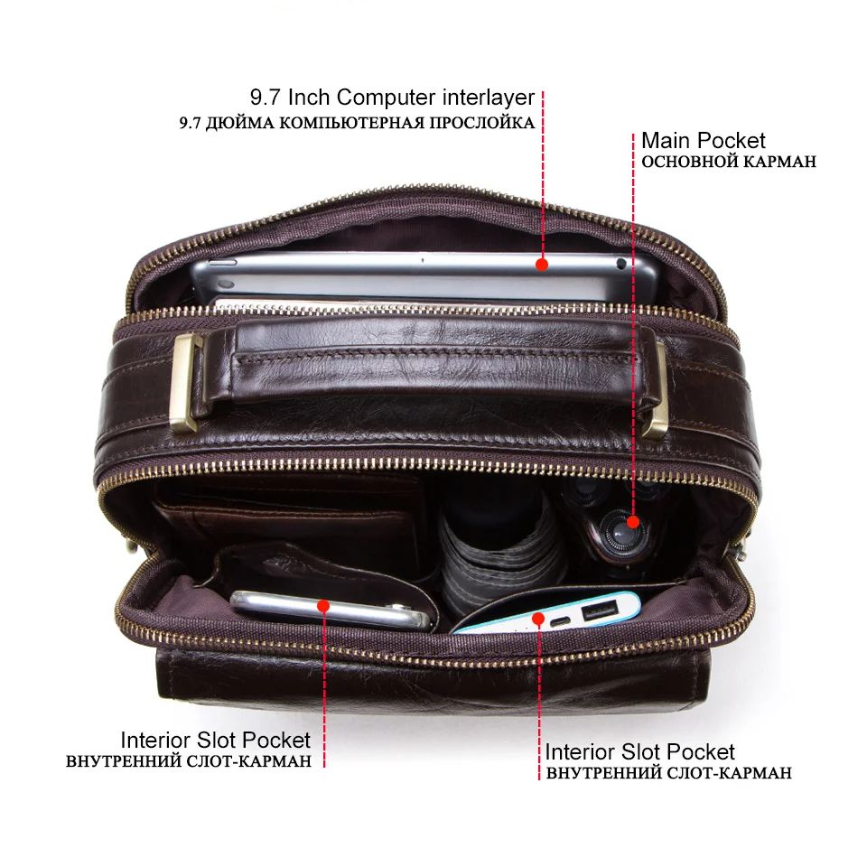 Bolsa de ombro de couro genuín - Tablet Shoulder Bag avaliação e preço