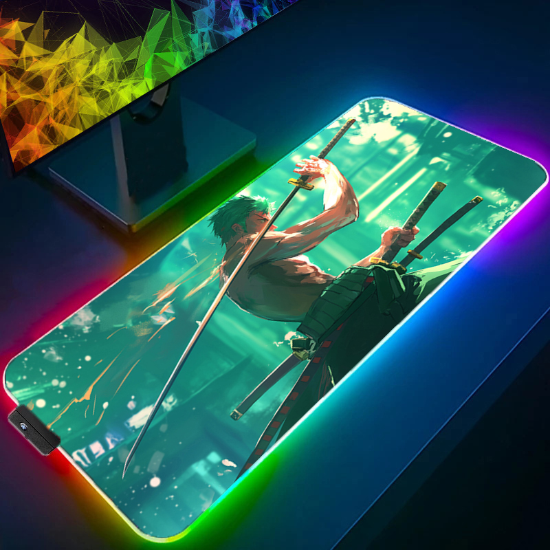Uma peça zoro mouse pad rgb ac - Tablet Accessories Keyboard avaliação e preço