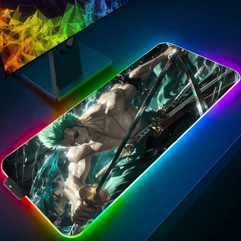 Uma peça zoro mouse pad rgb ac - Tablet Accessories Keyboard avaliação e preço